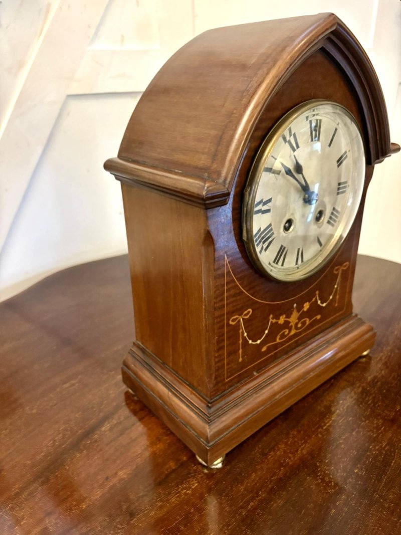 Antique Edwardian Mahogany Striking Mantel Clock